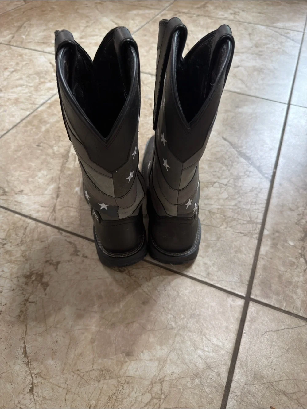 Men’s Durango Black and Gray Flag Accent Western Boots
